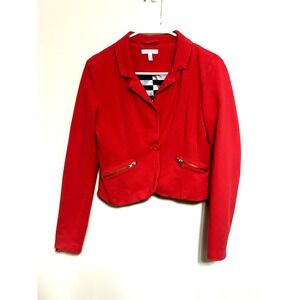 Vintage Delia's Crop Red Blazer Size S One Button Long Sleeve, Zip Pockets